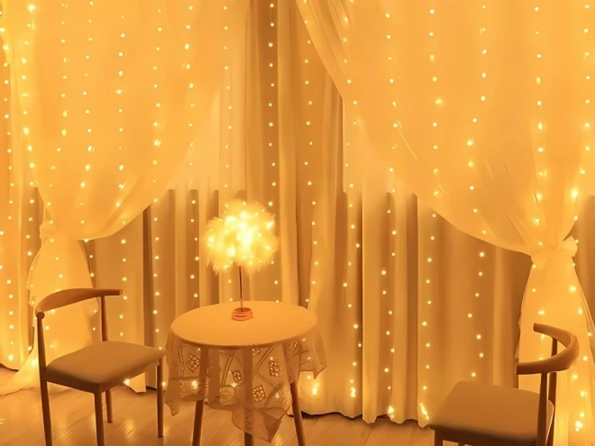 Rideau lumineux de Noël 300 LED blanc chaud USB
