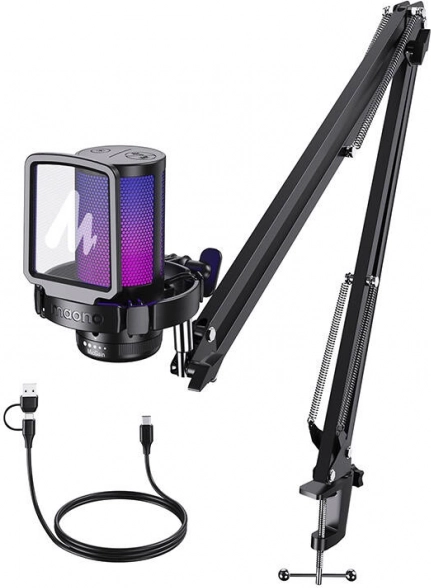 Microphone USB gaming Maono DGM20S avec bras et éclairage RVB
