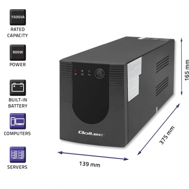 Source de secours UPS Qoltec 1500VA 900W