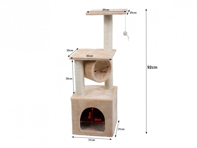 Arbre à chat griffoir maisonnette tour 92cm