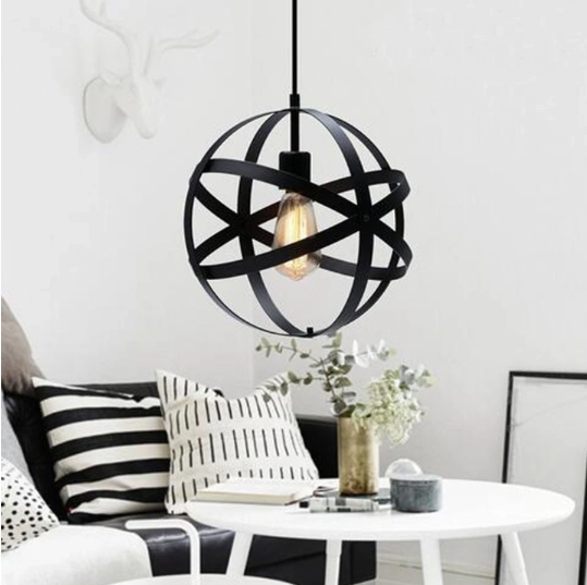 Lampe suspendue Loft, Industrielle - sphère, noire