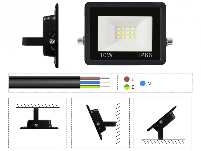 Projecteur LED extérieur 10W 6000K étanche