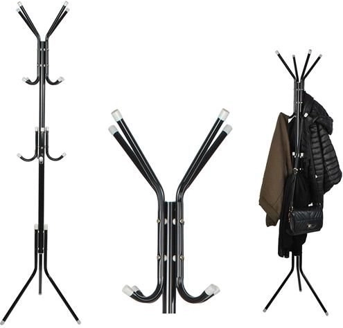 porte-manteau sur pied en métal noir