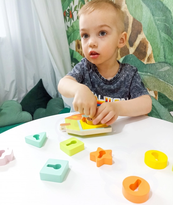 Classic World Montessori jouet d'enfilage en bois clés et portes 11 pièces