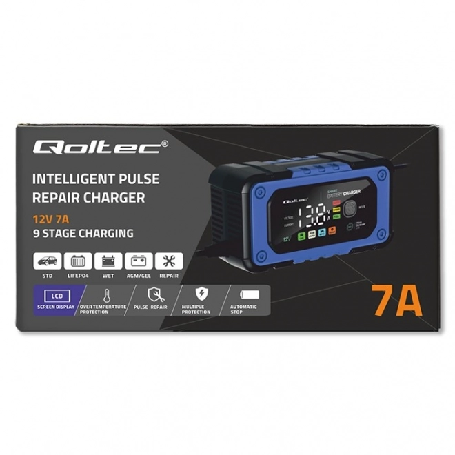 Chargeur intelligent de batteries Qoltec avec fonction de réparation 12V 7A LED 4 modes