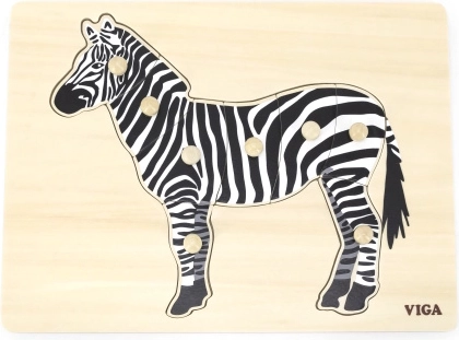 Puzzle d’encastrement Montessori en bois VIGA – zèbre