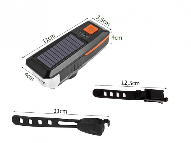 Lumière LED avant pour vélo avec charge solaire et klaxon