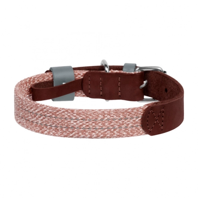 Collier pour chiens en cuir naturel et matériel recyclé avec code QR Waudog taille S, largeur 15 mm, marron
