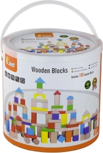 Blocs de construction en bois – 100 pièces dans un seau