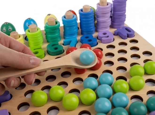 Puzzle en bois à mosaïque avec billes