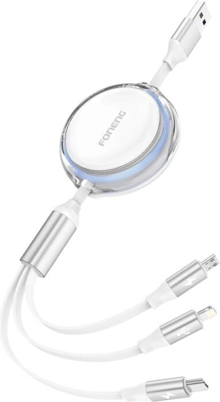 Foneng X113 câble 3 en 1, 1,1 m, blanc