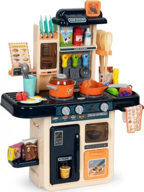 Cuisine Enfant Avec Générateur De Vapeur LED 42 Accessoires Bleu Marin