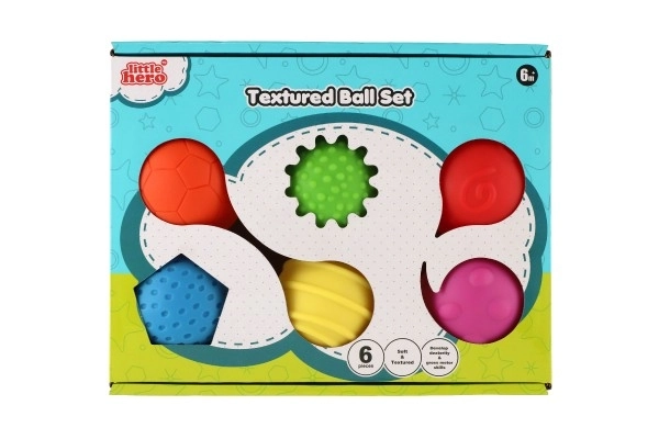 Ensemble de balles 6pcs avec texture en caoutchouc 6cm en boîte 6m+