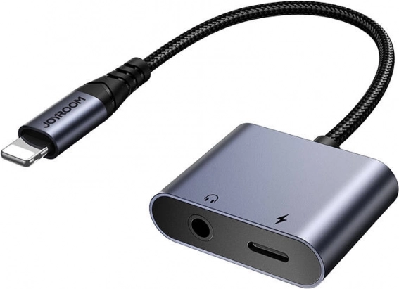 Adaptateur audio Joyroom 2 en 1 Lightning vers 3,5 mm + Lightning noir