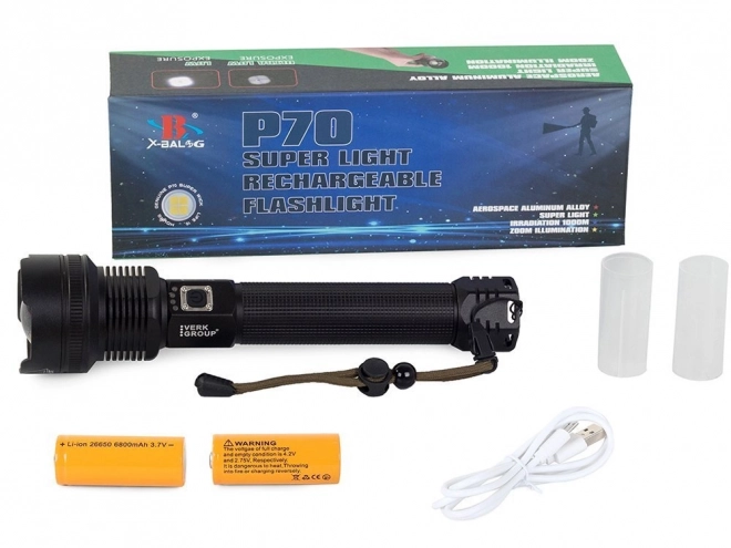 Lampe de poche tactique militaire avec LED Cree XHP70 et zoom de Bailong