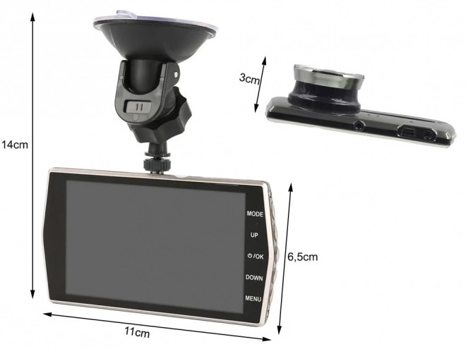 Caméra de voiture avec enregistrement full HD et écran LCD