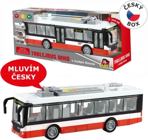 Trolleybus avec annonces tchèques et éclairage à inertie 28 cm