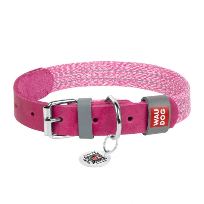 Collier classique pour chiens avec code QR Waudog taille L rose