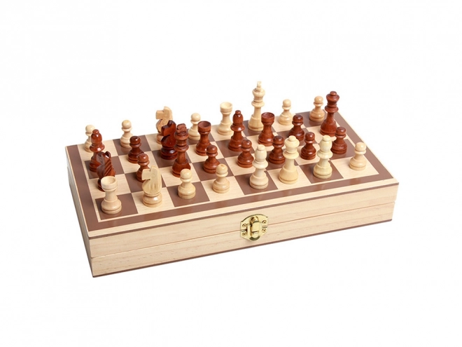 Ensemble de jeux en bois 3-en-1 : Échecs, Dames et Backgammon