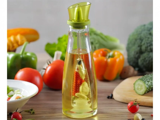 Bouteille en verre pour huile et vinaigre avec doseur intégré pour herbes
