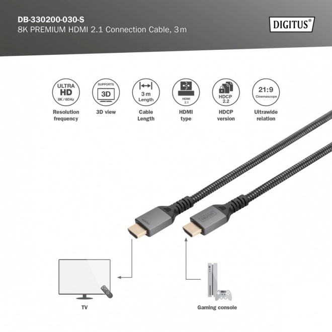 Câble HDMI 2.1 Ultra HighSpeed 8K UHD 3m noir