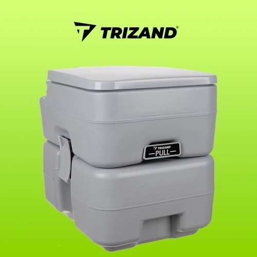 Trizand 24498 Toilette de camping portable 20 + 12 l, grise