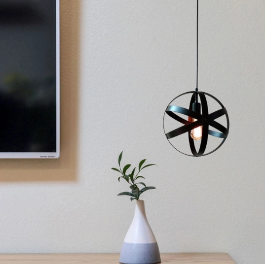 Lampe suspendue Loft, Industrielle - sphère, noire
