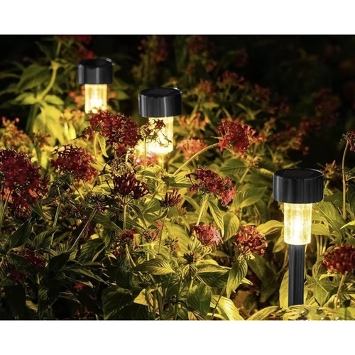 Lampes solaires de jardin à LED - ensemble de 10, à planter, étanches, lumière blanche chaude