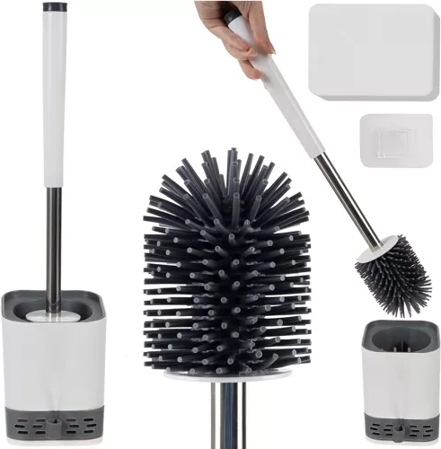Ruhhy brosse en silicone pour salle de bain 23808 – blanc-gris