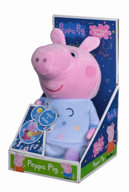 Peppa Pig 2 en 1 peluche câline musicale + lumière, bleu, 25 cm