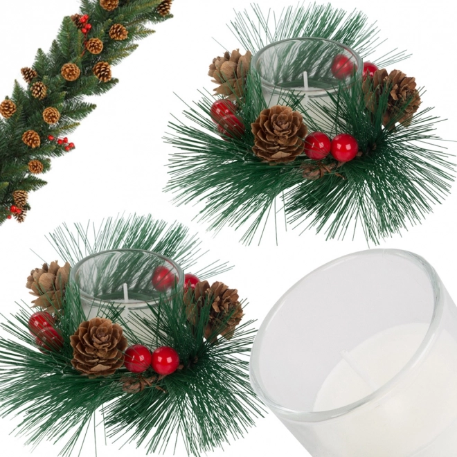 Bougies de Noël décoratives dans une couronne en verre