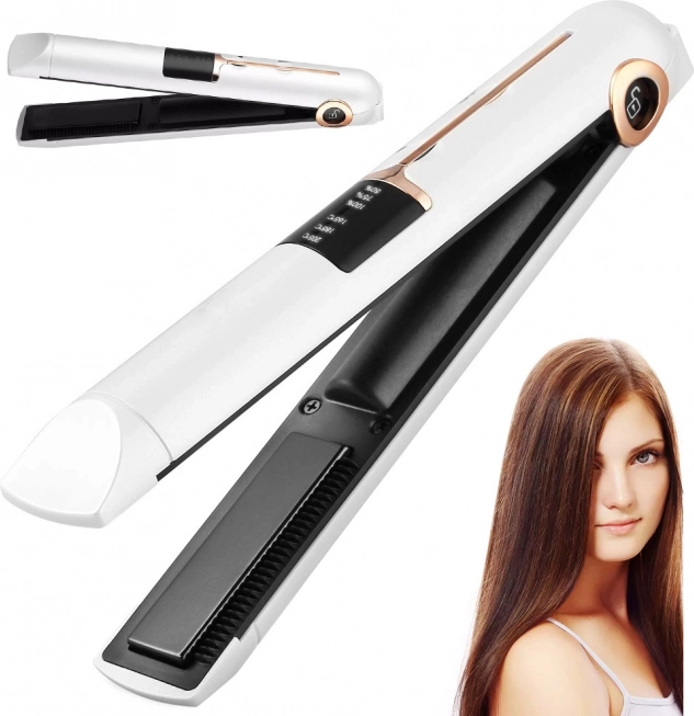 Lisseur pour cheveux avec plaques en céramique et écran LCD