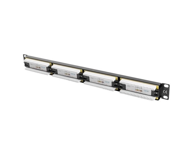 Panneau de brassage 24 ports 1U Cat 5e noir