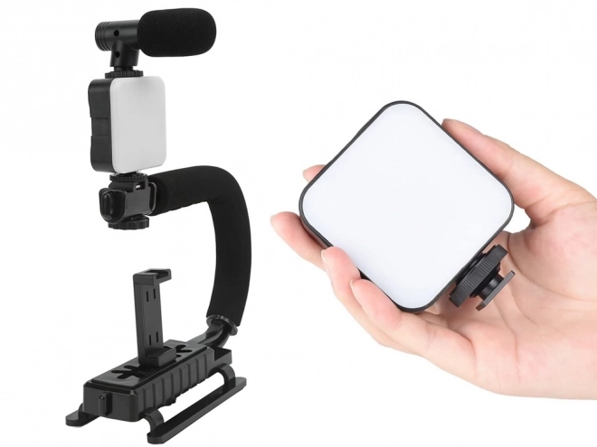 Kit de vlogging avec support, lumière LED et microphone