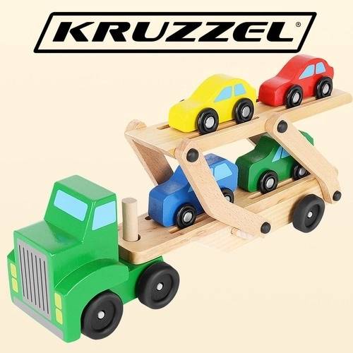 Camion en bois - remorque + ensemble de voitures 22698