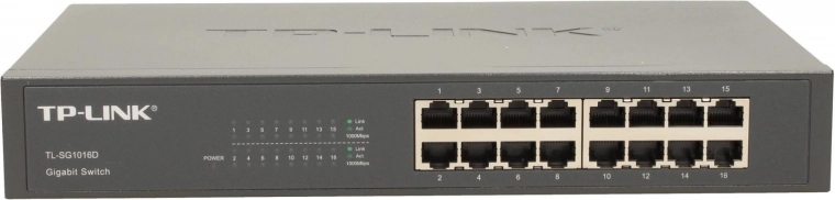 16× RJ45 gigabit avec auto MDI/MDIX