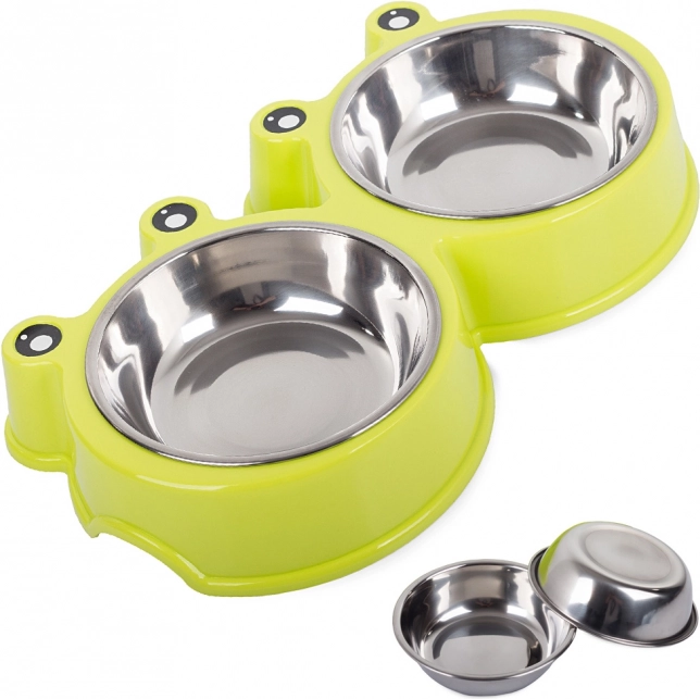Double gamelle métallique pour chiens et chats 300 ml