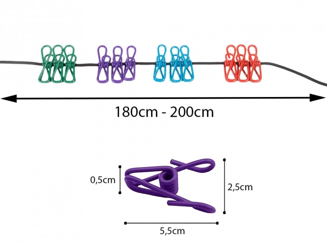 Corde à linge élastique avec clips