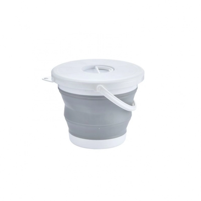 Seau pliant en silicone 5 l - gris-blanc (avec couvercle)