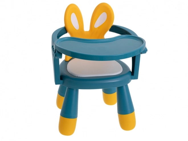 chaises pour nourrir et jouer jaune et bleu