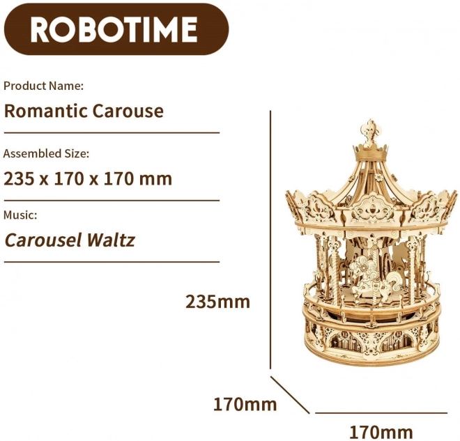 Carrousel avec chevaux - boîte à musique - maquette 3D en bois