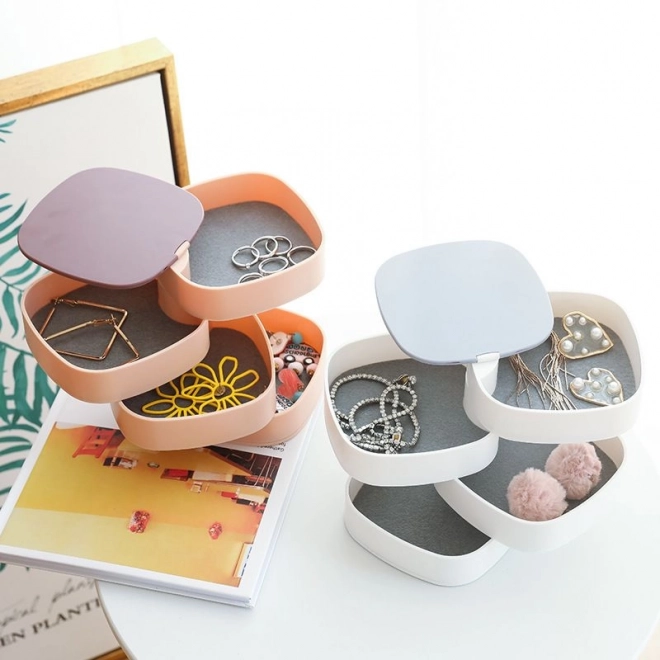 Boîte à bijoux à plusieurs niveaux, organisateur prémium - bleu