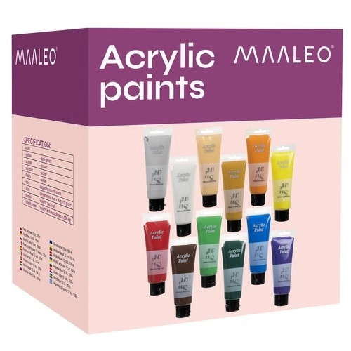 Peintures acryliques 12 pcs. 100 ml Maaleo 20424