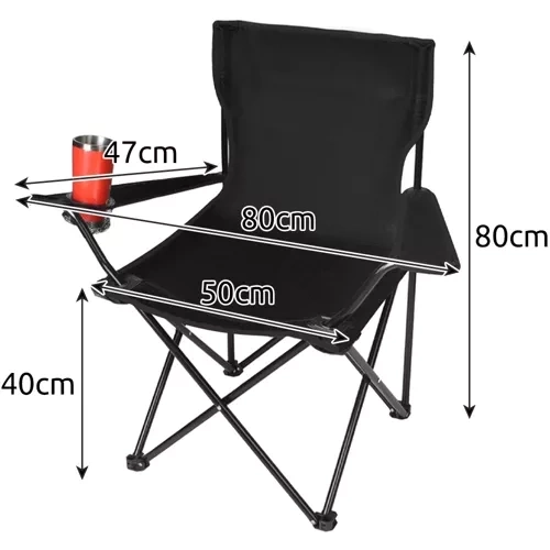 Chaise / Fauteuil pliant de pêche / camping - noir