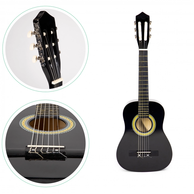 Grande guitare en bois pour enfants 6 cordes ECOTOYS – Noir