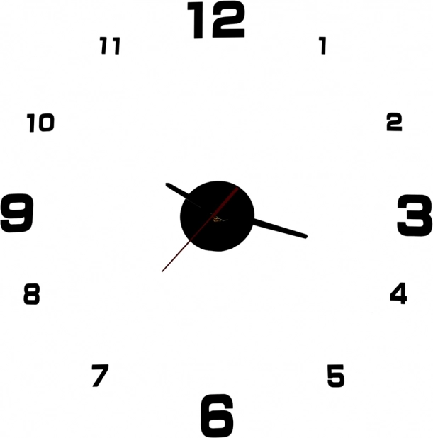Horloge murale pour salon DIY moderne 3D noire avec grands chiffres