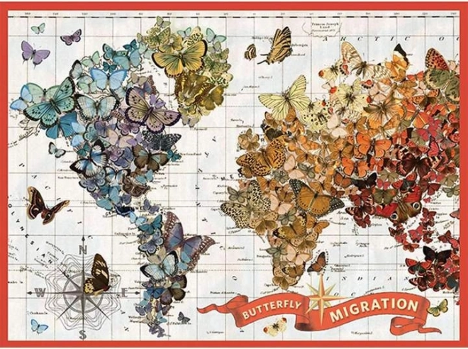 Carte du monde artistique en papillons