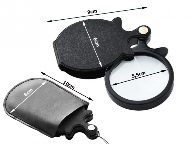 Loupe de poche pliante avec étui et cordelette