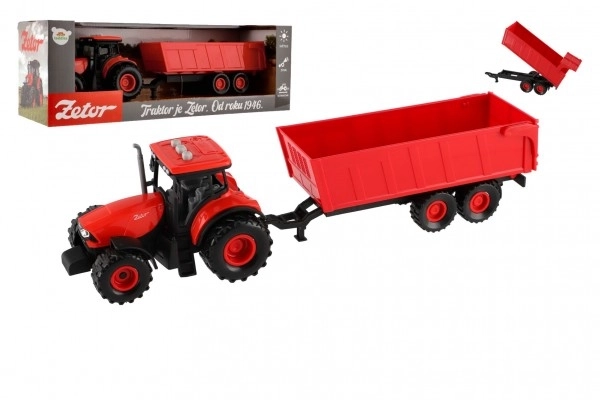 Tracteur rouge Zetor avec remorque et effets sonores et lumineux - 36 cm