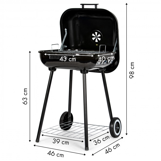 Barbecue de jardin avec couvercle basculant + roues